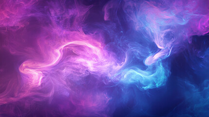 Obraz premium Bright, swirling clouds of neon purple and electric blue smoke create a high-energy abstract background with bold, flowing forms and vivid colors.
