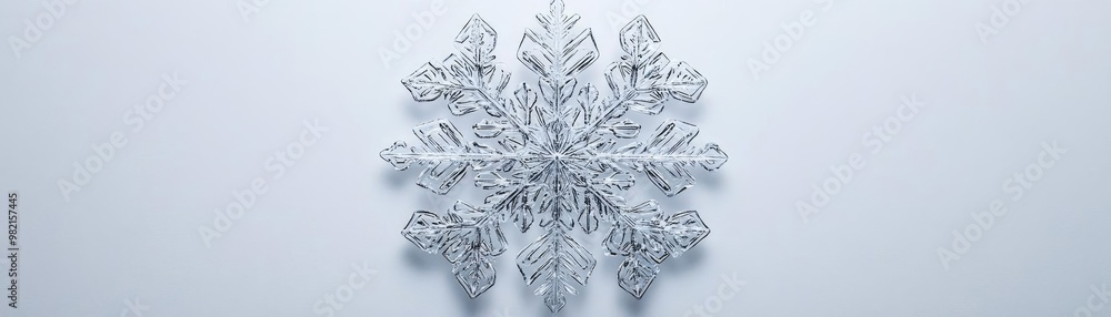Poster a delicate snowflake captured against a clean background, showcasing intricate patterns and the beau