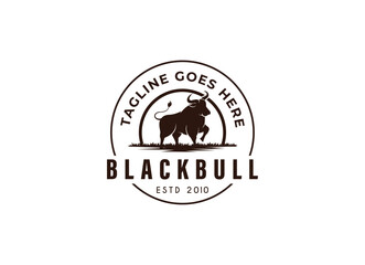 Blackbull animal logo design. Blackbull farm logo design