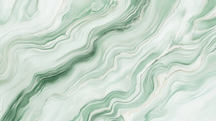 Obraz premium Liquid marble texture in soft mint green and ivory white, with smooth, flowing lines creating a minimalistic, serene pattern.