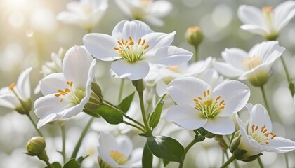 Obraz premium Peaceful and relaxing background with white flowers, Illustration