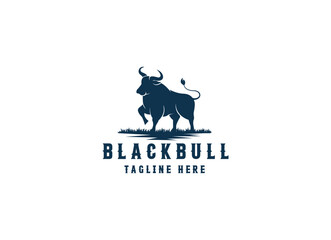 Blackbull animal logo design. Blackbull farm logo design