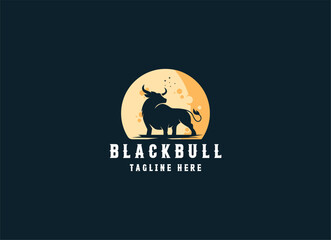 Blackbull animal logo design. Blackbull farm logo design