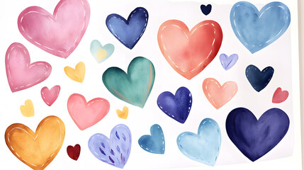 Fototapeta premium Hand painted heart cute watercolor background