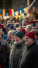 Festive Outdoor Market on Saint Catherine's Day Selling Crafts 
