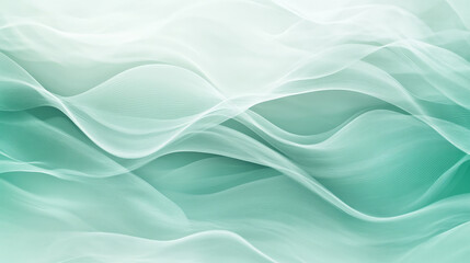 A cool gradient shifting from turquoise to pale mint green, with subtle wavy lines in silver, creating a modern and organic abstract design.