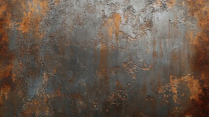Rustic, grungy metal surface with orange rust and aged, grey metal.
