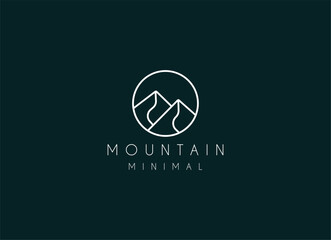 Minimalist mountain logo design. Premium Vector