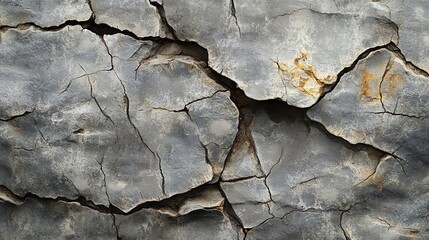 Obraz premium Close up of weathered, gray rock with cracks.