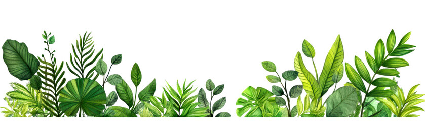 Obraz premium Vibrant green leaves create a lush border, representing nature's beauty and tranquility. Perfect for decor or botanical designs.