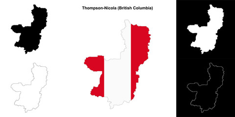 Fototapeta premium Thompson-Nicola district (British Columbia) outline map set