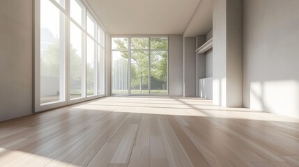 Minimalist Interior Design with Large Windows and Sunlight