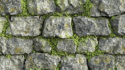A rough stone wall covered in green moss.