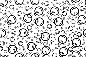 Soap bubbles pattern seamless in linear style. Background with fizzy balls for shampoo and toiletries design