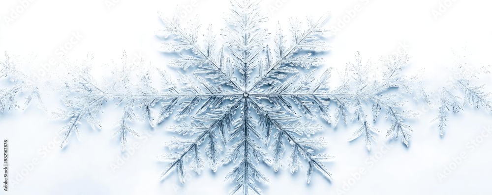 Poster a beautiful close-up of a snowflake showcasing its unique and intricate geometric design, representi