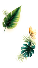 Vibrant tropical leaves create a fresh and lively atmosphere, perfect for nature-themed designs and backgrounds.