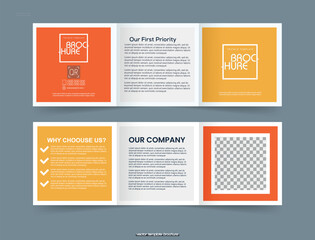 Square Tri-fold Brochure Mockup. Flyer and Leaflet, Cards Landing. Vector illustration