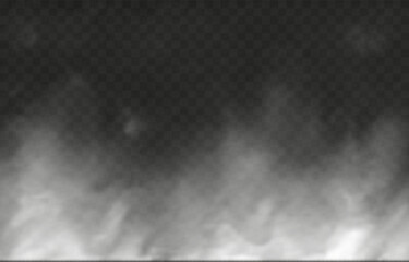 Vector realistic cloud, smoke or fog on isolated transparent background. Cloud png. Cloud, smoke, fog png.