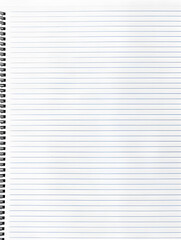 Notebook Lined Paper Background with horizontal lines neatly spaced across a clean white sheet	