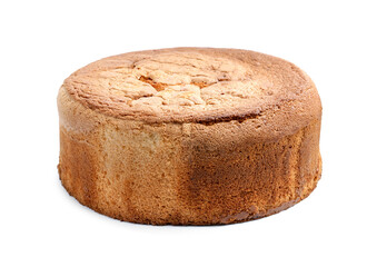 One tasty sponge cake isolated on white