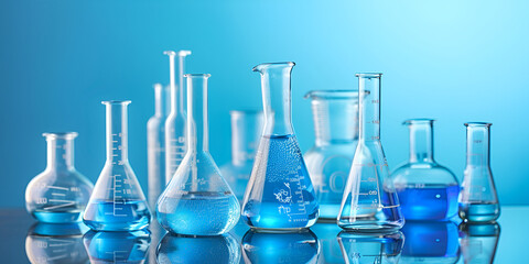 Blue Scientific Test Tubes in Laboratory