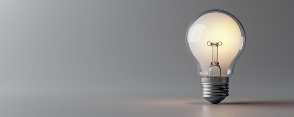 A close-up of a glowing light bulb on a sleek surface, symbolizing ideas, innovation, and illumination.