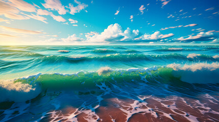 Beautiful beach background. Natural landscape with empty tropical beach.