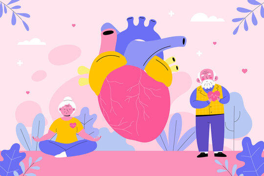 World heart day composition in hand drawn style
