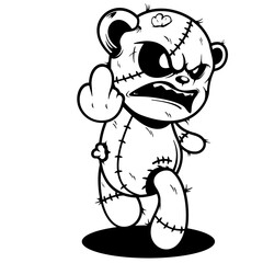Zombie Teddy | Corpse | Zombie Creature | Zombie Apocalypse | Halloween | Dead Rabbit | Dead Bear | Mythological | Original Illustration | Vector and Clipart | Cutfile and Stencil