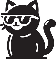 cat with sunglasses silhouette vector design eps
