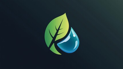 A green leaf with a blue water drop resting on it.