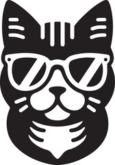 cat with sunglasses silhouette vector design eps