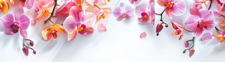 Plakat Realistic photo of pink and orange orchid flowers
