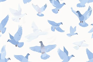 Silhouette bird pattern with textured effect on off-white background. Beautiful simple AI generated image