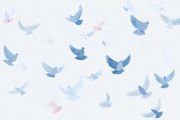 Silhouette bird pattern with textured effect on off-white background. Beautiful simple AI generated image