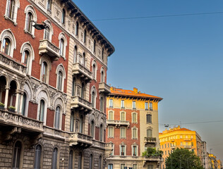 street view of downtown Milan, capital of the Lombardy region, ranking 4th in the European Union