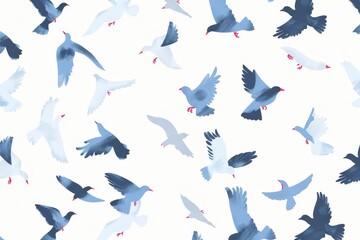 Fototapeta premium Silhouette bird pattern with textured effect on off-white background. Beautiful simple AI generated image