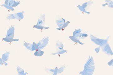 Obraz premium Silhouette bird pattern with textured effect on off-white background. Beautiful simple AI generated image