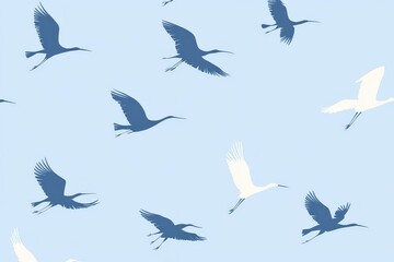 Obraz premium Silhouette bird pattern with textured effect on off-white background. Beautiful simple AI generated image