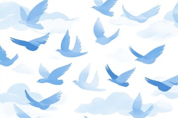 Obraz premium Creamy Birds Seamless Pattern - Digital Illustration With High Quality Pixels Can Be Used For Print On Demand . Beautiful simple AI generated image