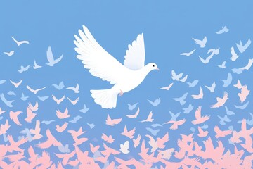 Obraz premium Silhouette bird pattern with textured effect on off-white background. Beautiful simple AI generated image