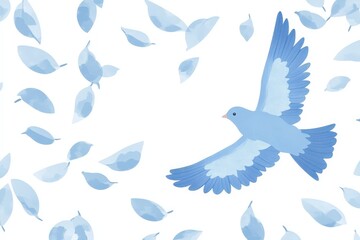 A collection of cartoon-style blue birds showcasing various poses and expressions.. Beautiful simple AI generated image