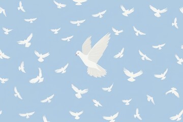 Obraz premium Creamy Birds Seamless Pattern - Digital Illustration With High Quality Pixels Can Be Used For Print On Demand . Beautiful simple AI generated image