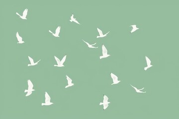 Fototapeta premium A collection of cartoon-style blue birds showcasing various poses and expressions.. Beautiful simple AI generated image