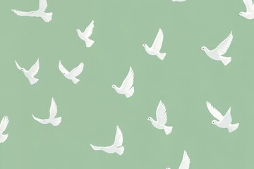 Fototapeta premium Creamy Birds Seamless Pattern - Digital Illustration With High Quality Pixels Can Be Used For Print On Demand . Beautiful simple AI generated image