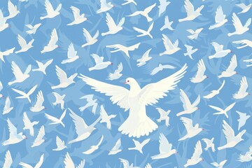Silhouette bird pattern with textured effect on off-white background. Beautiful simple AI generated image