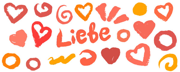Liebe und lustige Elemente, handgemalt 