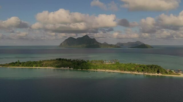 Aerial view of the Maiga island, Semporna Sabah, Malaysia. Aerial Footage
