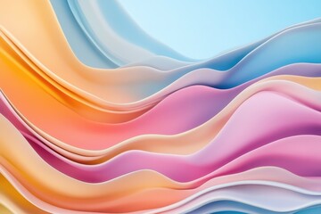 Obraz premium Yellow and Green 3D Waves form a Multicolored abstract background. 3D Render with copy-space. . Beautiful simple AI generated image