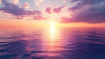 Obraz premium Serene Sunset Over a Calm Ocean